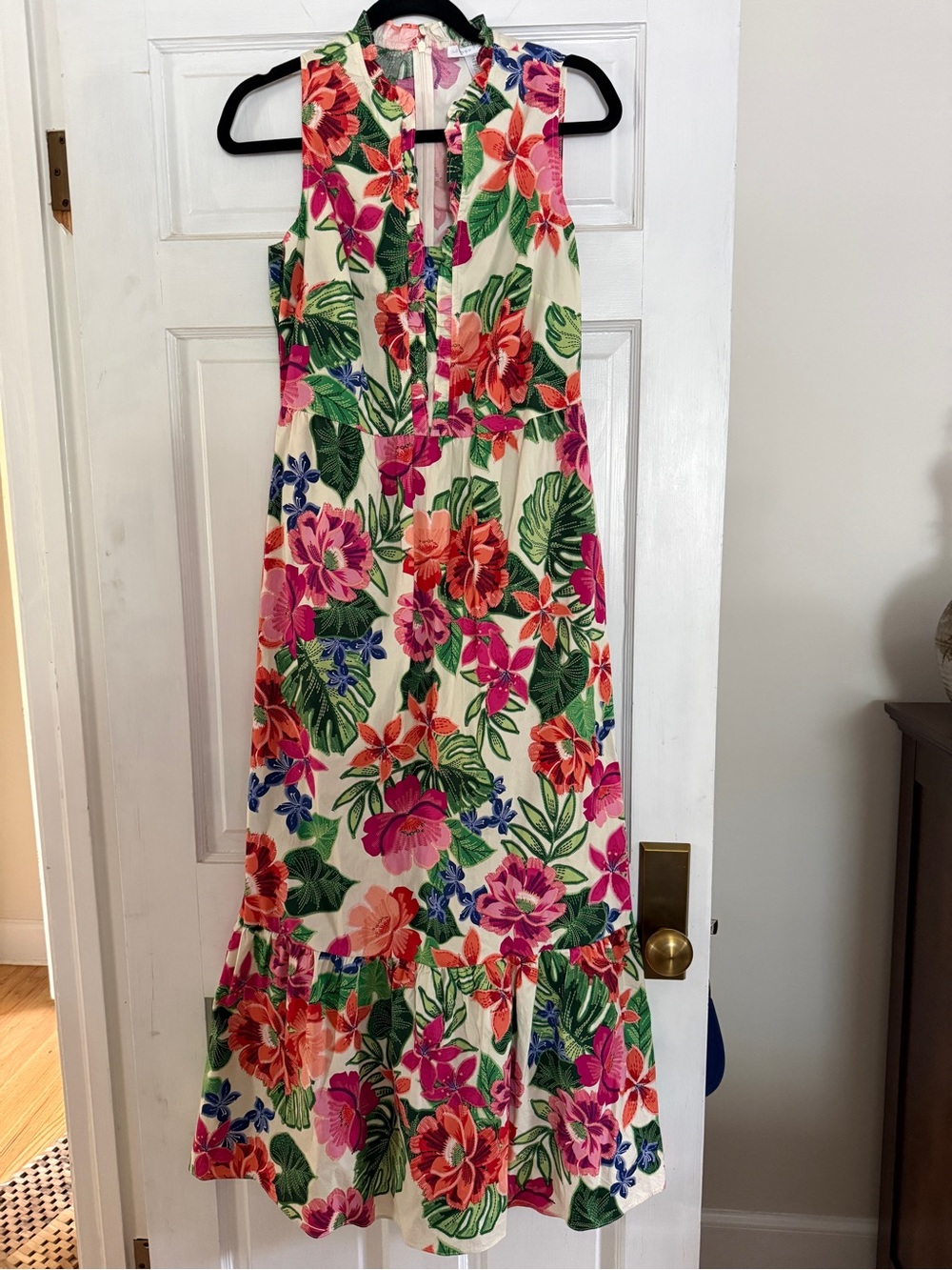 London Times Tropical Floral Maxi Dress in Pink, Green & Blue